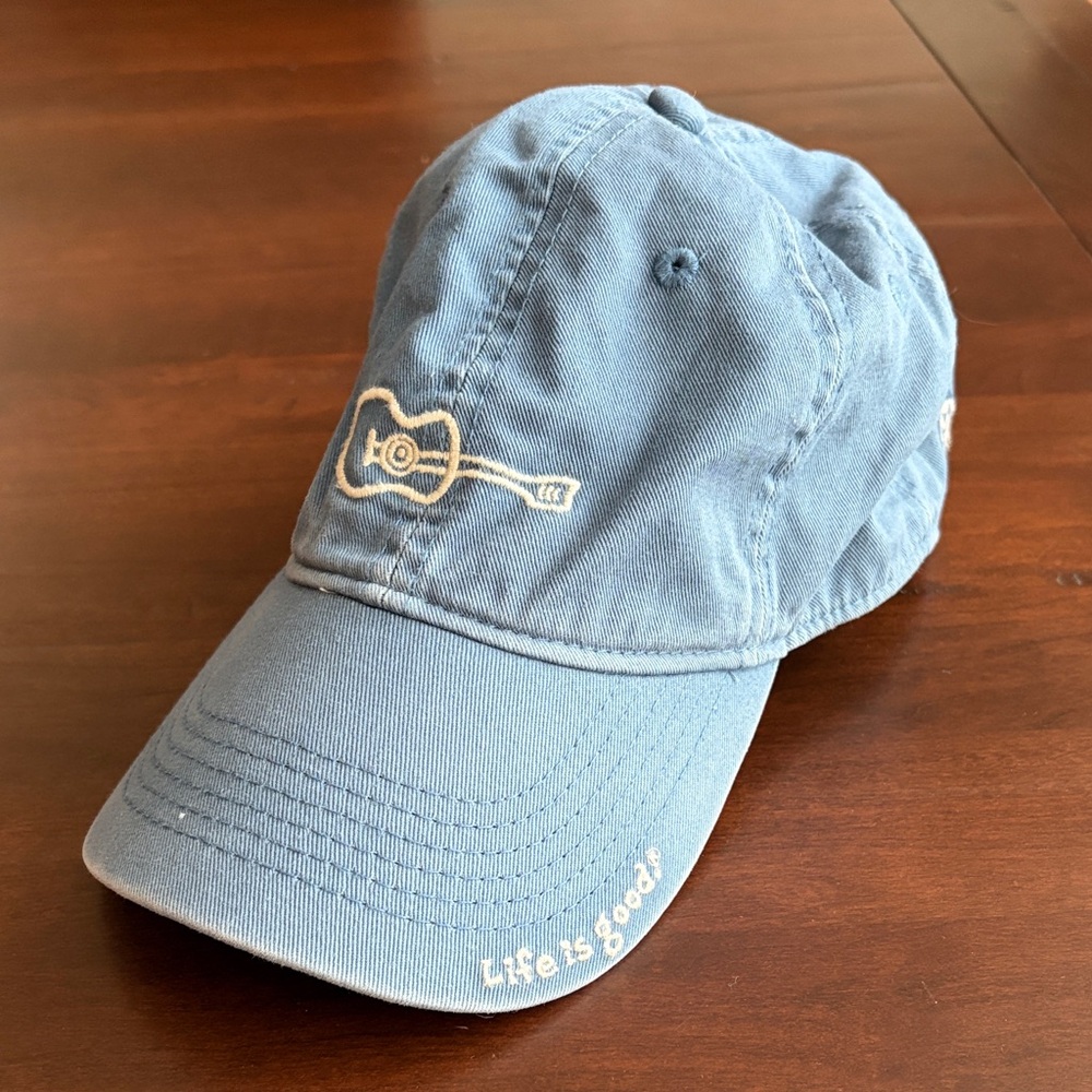 Life Is Good baseball hat / cap with Guitar Music Embroidery -  Blue